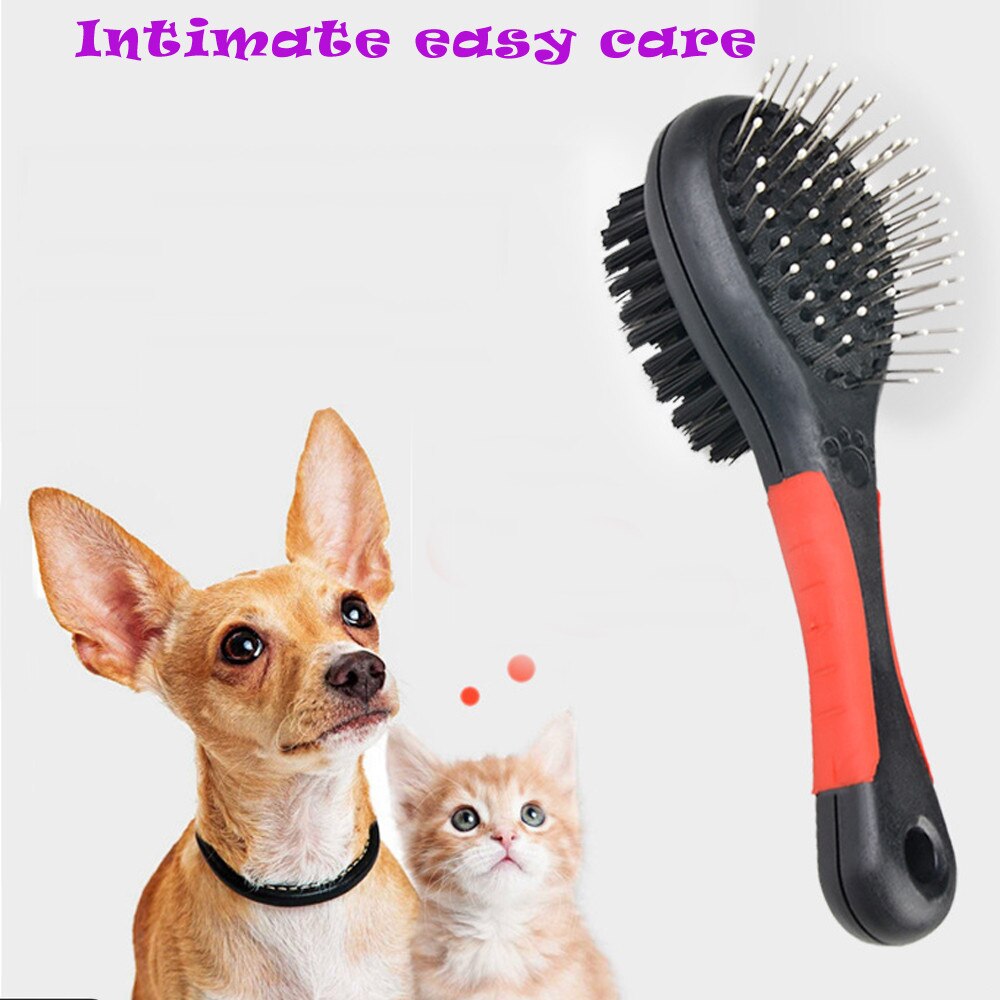 Pet Pet Black Double Sided Bath Brush Dog Cat Comb Pet Faces Fur Grooming Tool For Long & Short Hair Dogs Puppy 2 Sizes