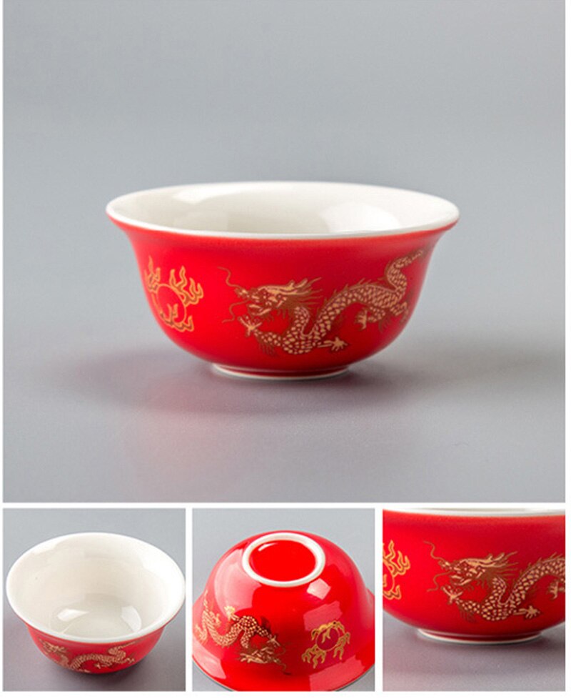 Kinesisk traditionel gylden drage te kop 1 stk keramisk tekop puer kop sæt, keramisk ovn top kvalitet porcelæn: 02