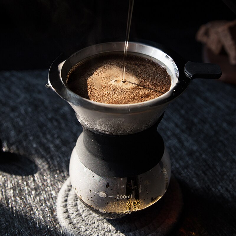 400ml Glass Coffee Kettle with Stainless Steel Filter Drip Brewing Brewer Coffee Pot Dripper Barista Pour Over Coffee Maker