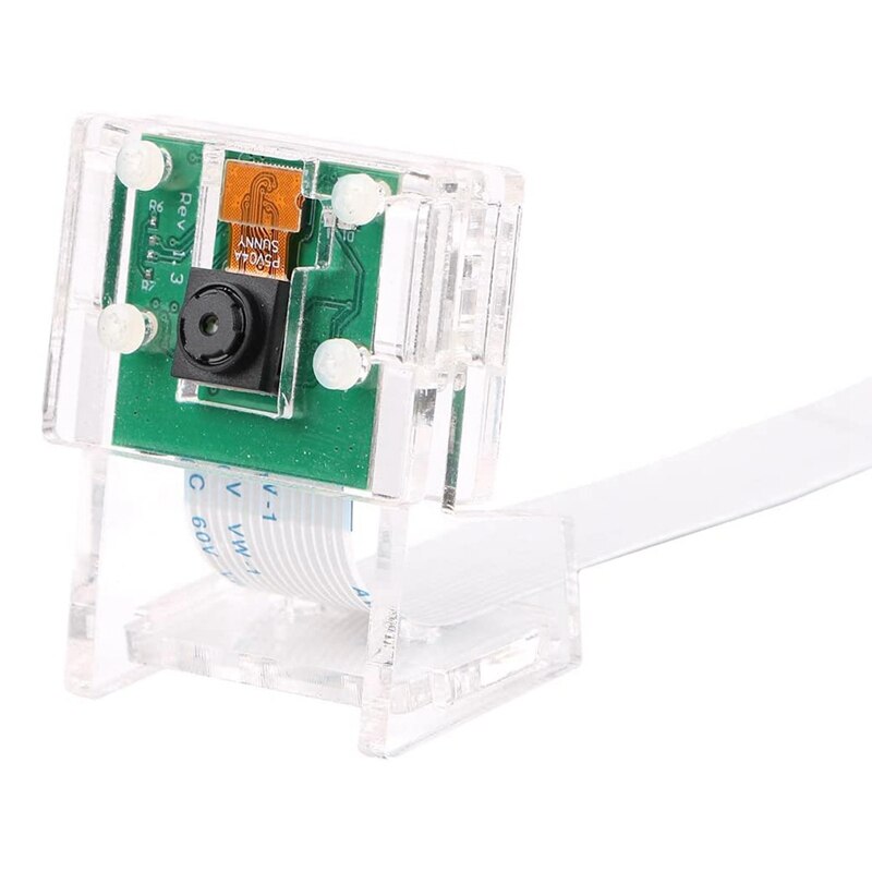 Módulo de cámara de 5MP, Webcam de vídeo 1080P + Soporte transparente para Raspberry Pi 4/3B +/ 3B/2B/Zero