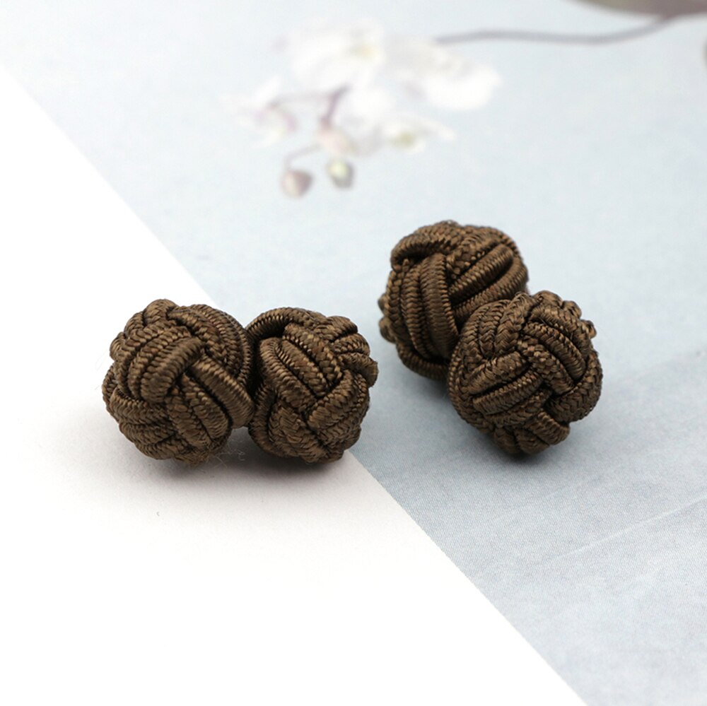 Kleurrijke Dubbele Touw Bal Knoop Manchetknopen Effen Kleuren Gevlochten Handgemaakte Elastische Upscale Mannen Klassieke Manchetknopen Voor Mannen: 14