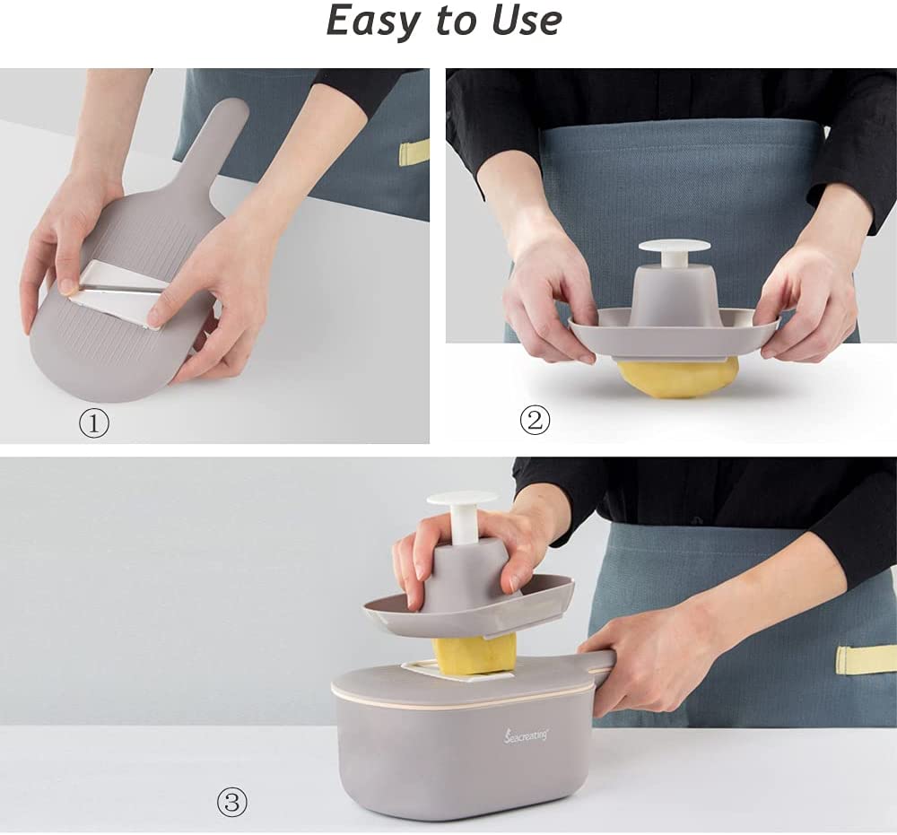 Seacreating 4 Blades Vegetable Chopper Dicer Mandoline Slicer Food Chopper Vegetable Spiralizer Vegetable Slicer Onion Chopper