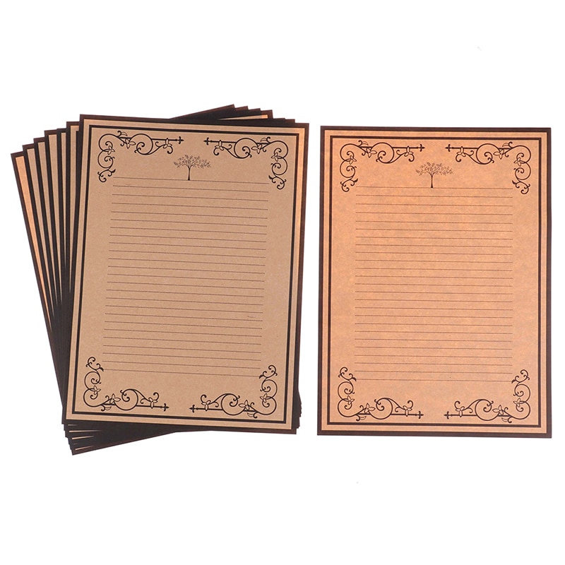 1Set (8 Vellen) Europese Stijl Decoratief Patroon Vintage Kant Side Letter Papier Kraft Writing Paper