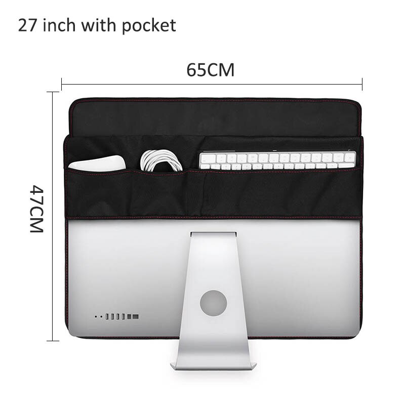 2 Styles 21 inch 27 inch Black Polyester Computer Monitor Dust Cover Protector with Inner Soft Lining LCD Screen