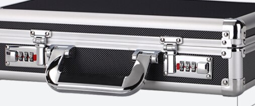 Aluminum alloy toolbox Password box Showcase Instrument box Suitcase Storage box Partition Storage tool case: black password lock