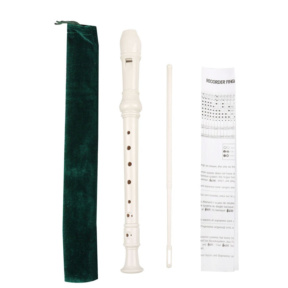 8 Holes Soprano Recorder Long Flute Instrument for Children Educational Musical Tool Kids Beginners Soprano Recorder Woodwind: White