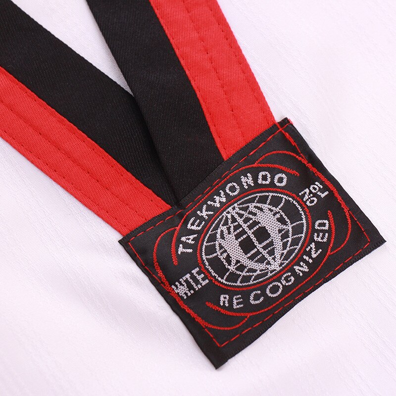 Uniforme de Taekwondo blanco tradicional para niños y adultos, traje de Taekwondo Dobok WTF, ropa de uniforme de Karate, entrenamiento de Fitness de manga larga