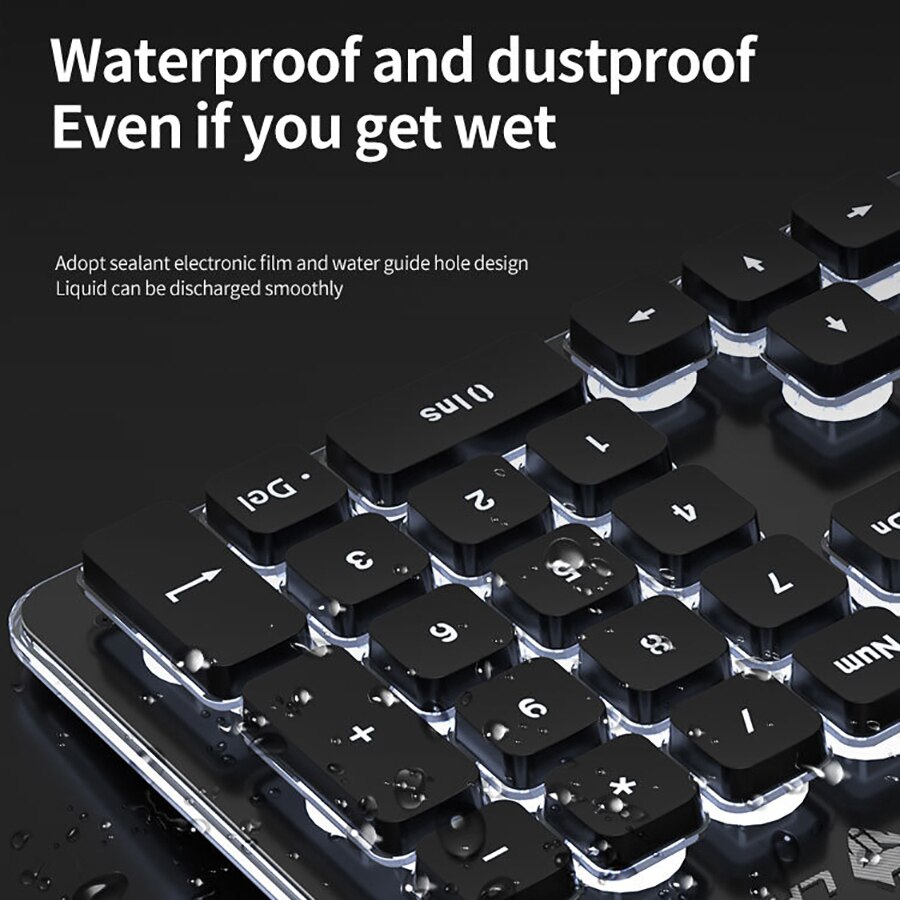 Teclado gamer sem fio, 2.4g, toque mecânico, recarregável, mouse gamer para macbook, computador, teclado iluminado