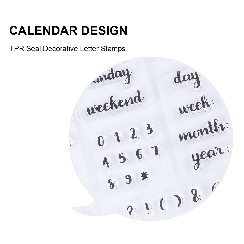 2 Pcs Calendar Stamp Sheets Transparent Clear TPR Seal Decorative Letter Stamps for DIY Scrapbooking Craft Photo Album Di