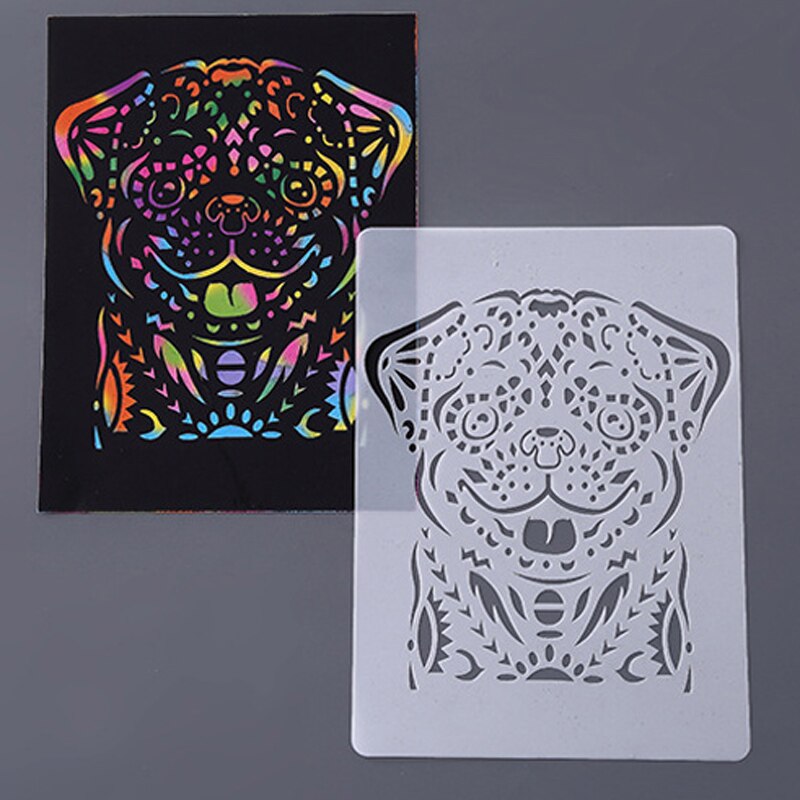 Warmom Kids DIY Drawing Toys Baby Child Hollow Template Educational Painting Toys Cartoon Tiger Scrapbooking Coloring Ruler Toys: 9