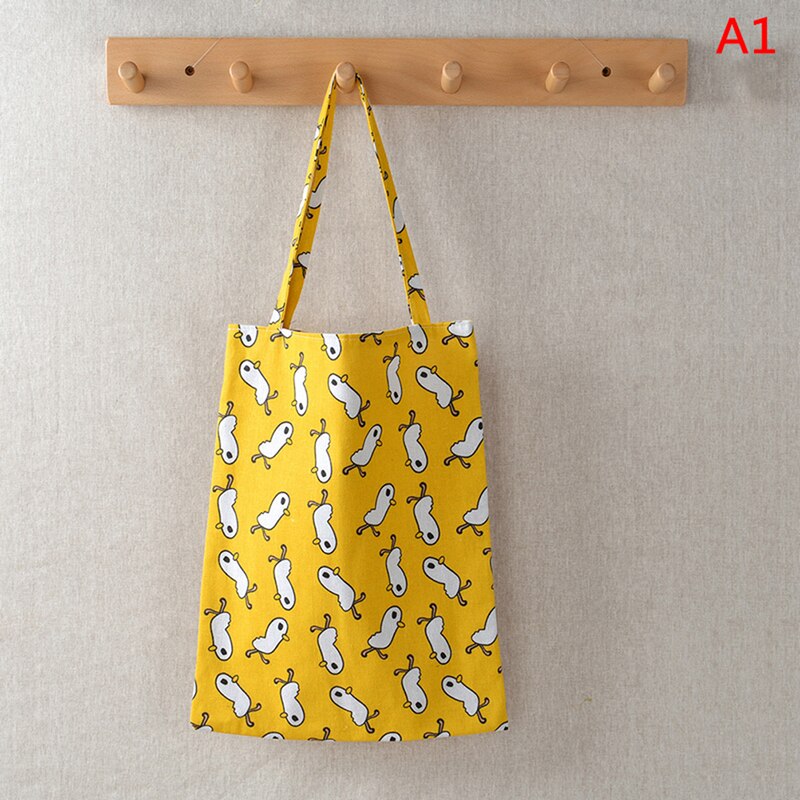 Bolso de compras reutilizable con estampado bonito, bolso de lona para mujer, bolso ecológico, bolso de hombro, bolso de viaje de playa, bolso de lino de algodón: 1