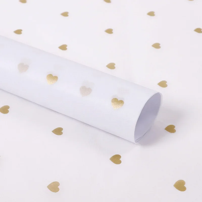 Håndlavet indpakningspapir gør-det-selv håndlavet kunsthåndværk stjerne kærlighed prik mønster silkepapir 7 ark/parti blomsteremballagepapir: Lysegul