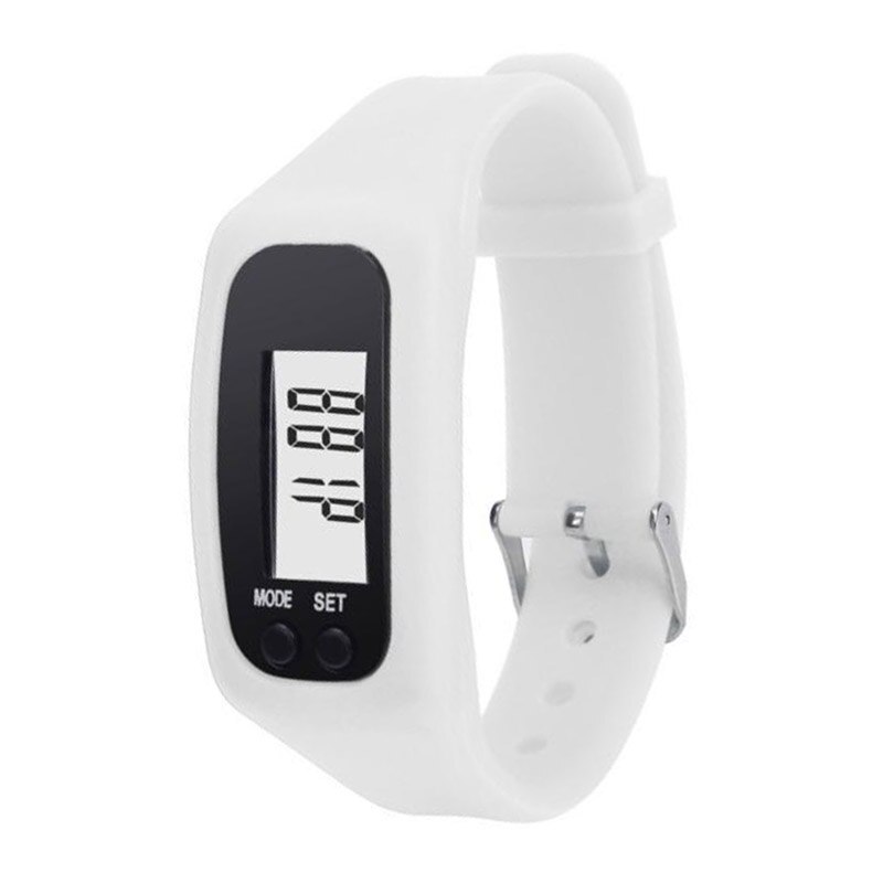 Battery Multifunction 10 Colors Digital LCD Pedometer Run Step Calorie Walking Cycling Distance Counter: White