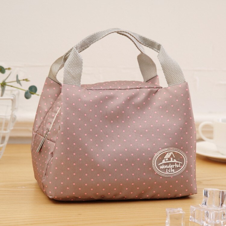 1 Uds bolsa de almuerzo frío de Picnic funda de transporte térmico portátil almuerzo bolsa el almuerzo almacenamiento de alimentos bolsas de almacenamiento de la caja de almuerzo de Bento bolsa: D