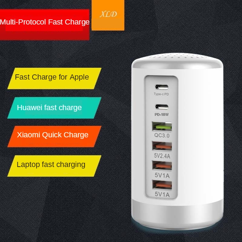 LAMJAD 6 Ports USB Car Charger QC3.0 Fast Charging Phone Charger 65W 2.1A Multi USB Socket for iPhone Android Samsung