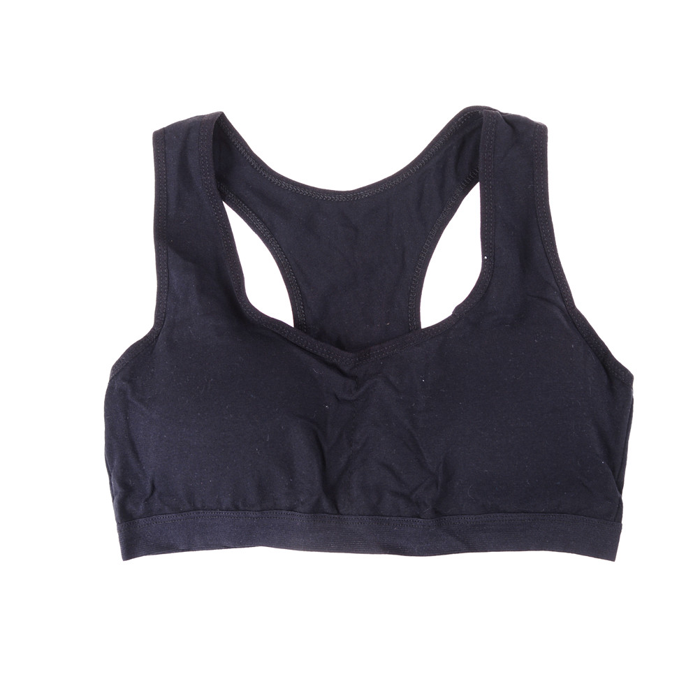 1PCS Wireless Teens Girls Sports Bra Puberty Underwear Teenager Girls Sport Bra Chest Pad Cotton Young Girls Training Bra: Black