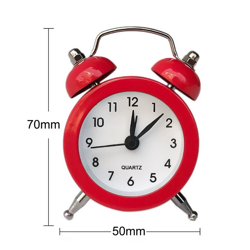 50mm mini vækkeur rejse klokke alarm ur analogt skrivebord ur med dobbelt klokke camping udendørs værktøjer lille