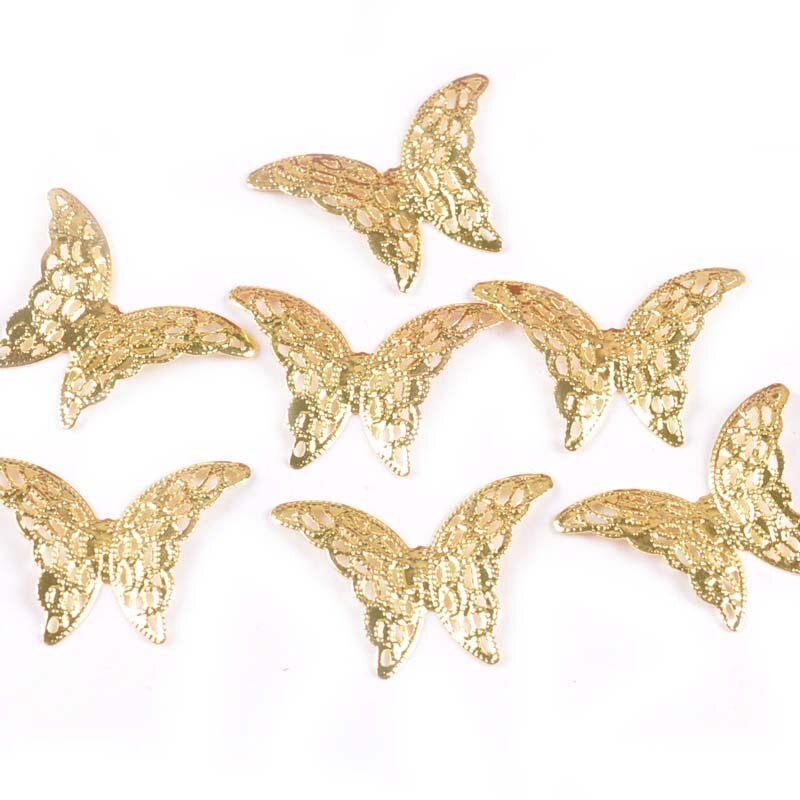 20 stk 26.5 x 37mm guld / sølv sommerfugl filigran wraps stik metal håndværk dekoration diy fund scrapbooking ykl 0785: Guld