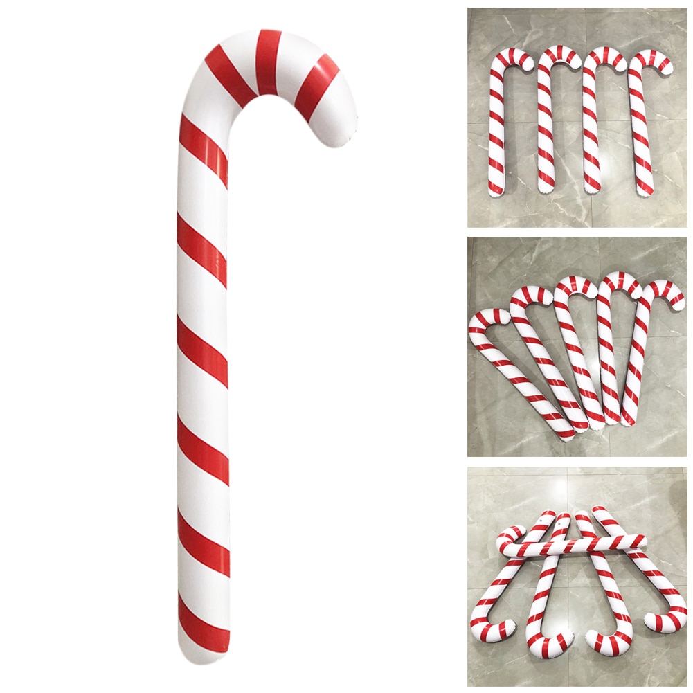 Gonflable canne à bonbons classique léger décoration suspendue pour la fête de noël Santa bâton de marche nouvel an enfants