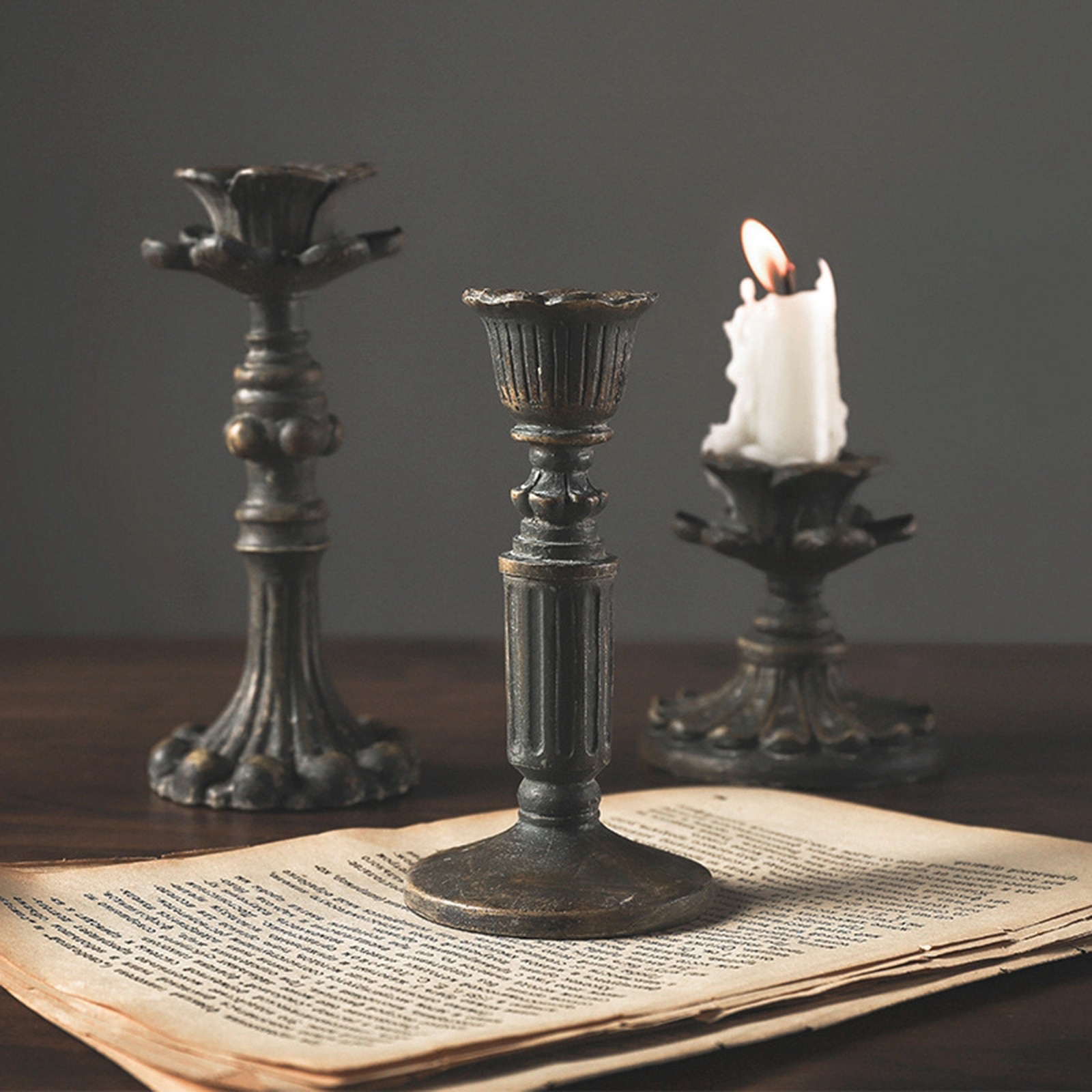 European Retro Vintage Candlestick Candle Holder Gothic Votive Tealight Holders Home Decor Wedding Decoration Dinner Party