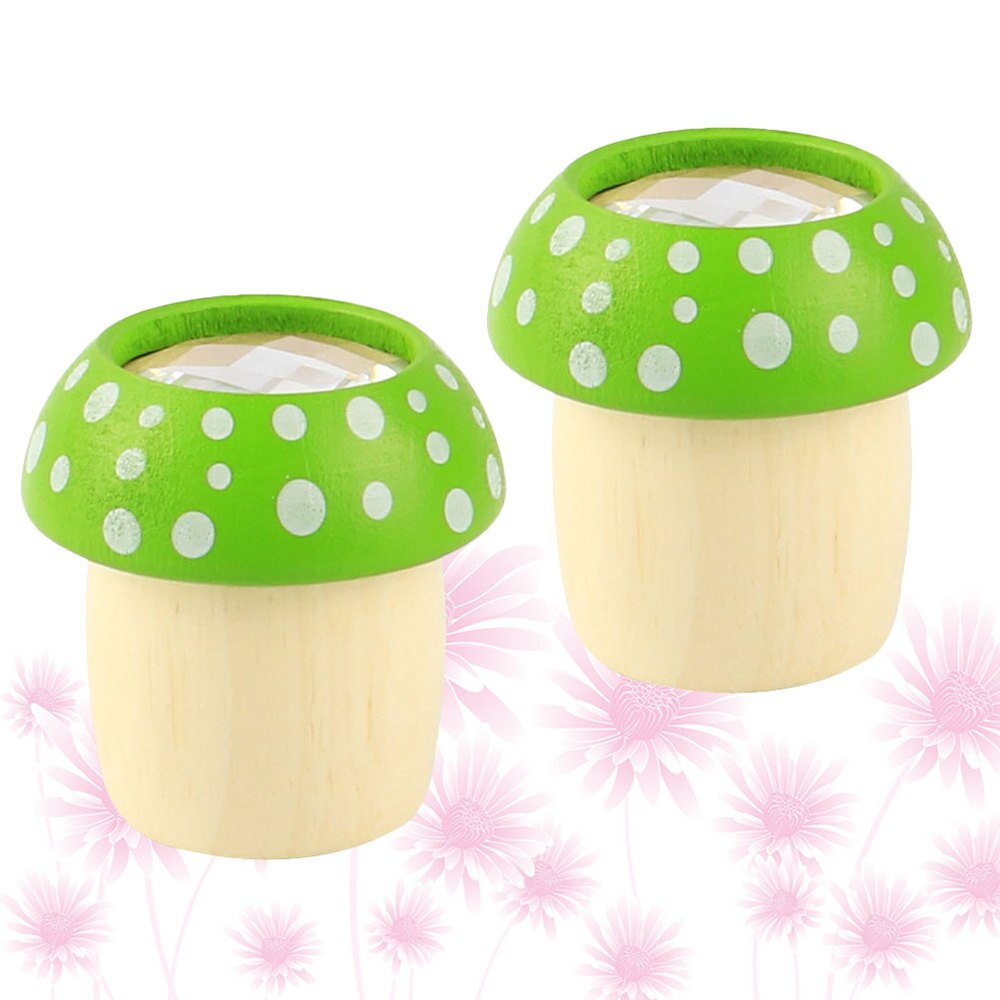 2PCS Kaleidoscopes Wooden Mushroom Polygon Smooth Polished Kaleidoscope Educational Prop (Red): Green
