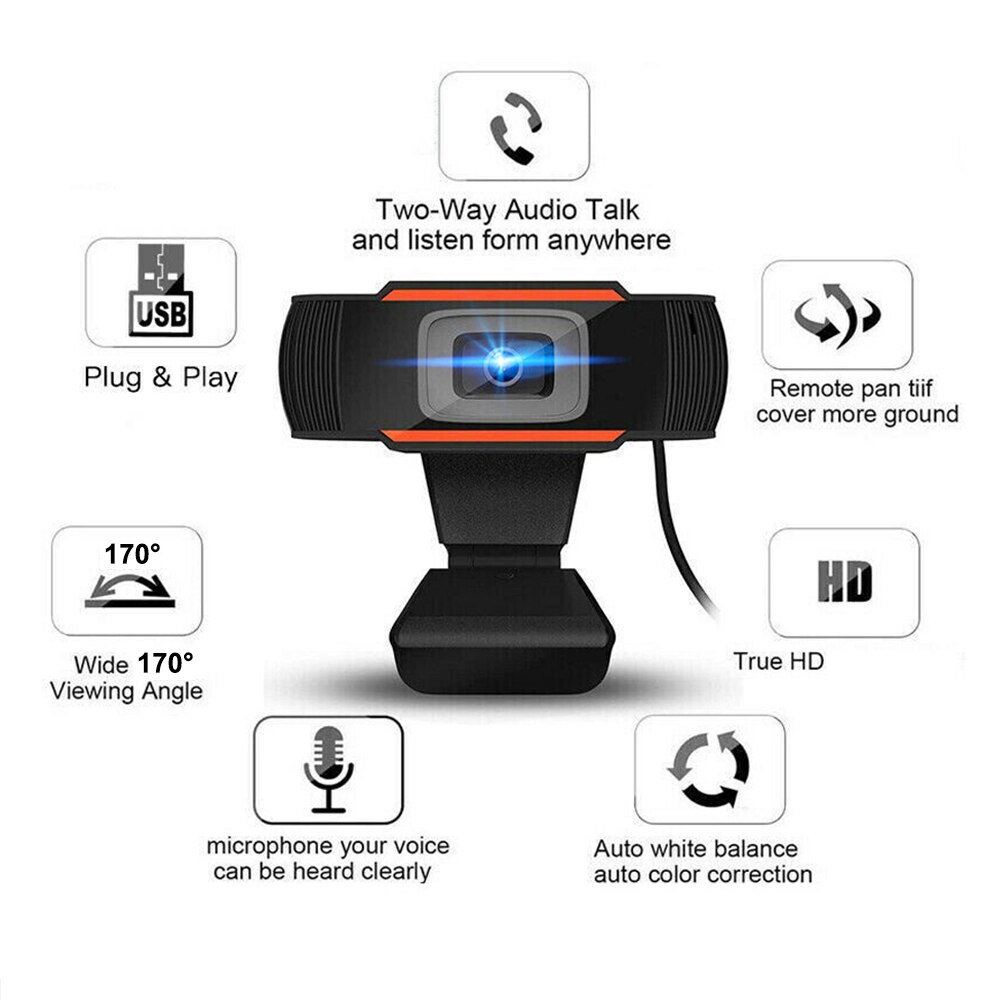 Webcam HD 1080 px avec Microphone intégré, caméra web rotative pour diffusion d'émission en direct, vidéoconférence et téléconférence
