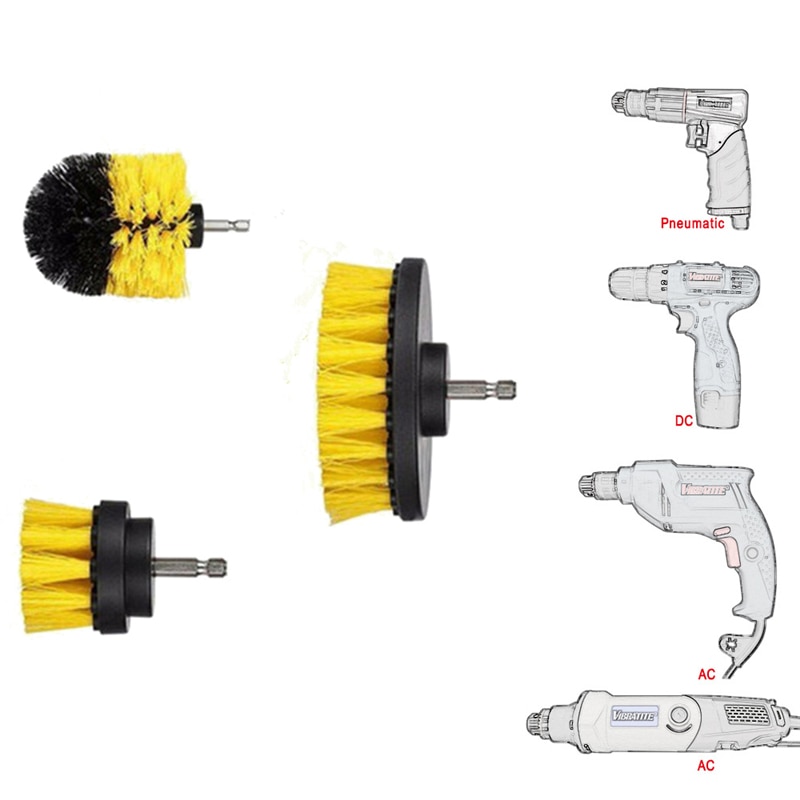 Juego de cepillos eléctricos para limpieza de alfombras, cepillos de nailon para neumáticos de coche, redondos de plástico, 1/3/6/12 Uds.