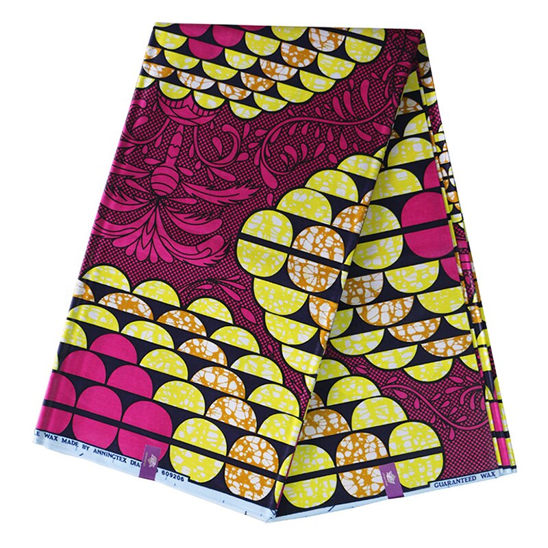 Wax Afrikaanse Stof 100% Katoen Geel En Roze Print Stof 6Yards \ Set: Default Title