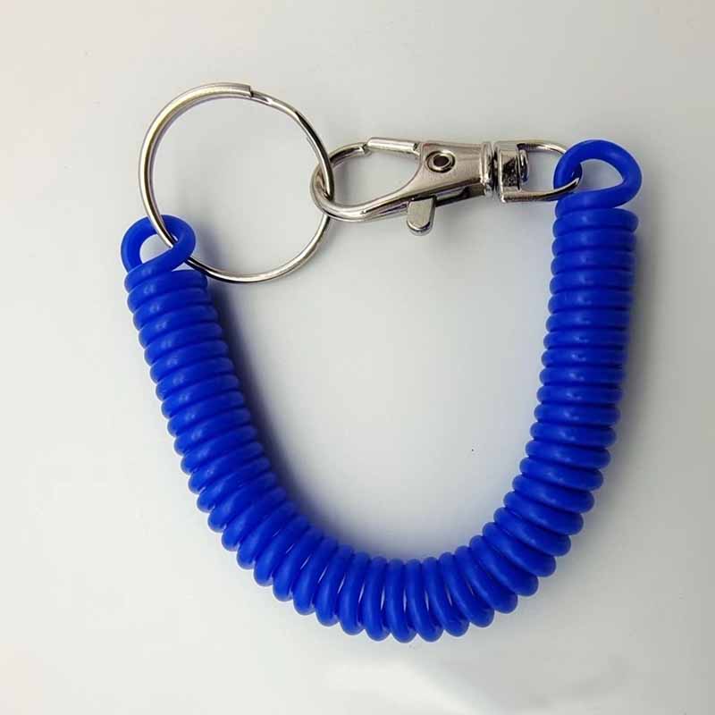 Llavero retráctil elástico de plástico, bobina de resorte para muñeca, cordón elástico en espiral, llavero: Marfíl