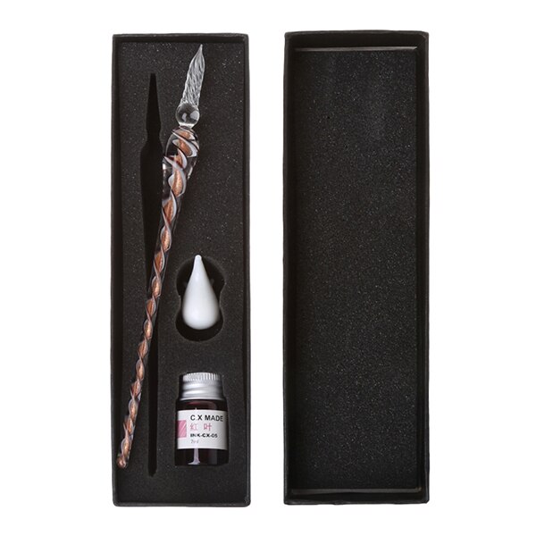 Vintage Handmade Art Crystal Glass Dip Pen Sign Ink Pens 090F: W