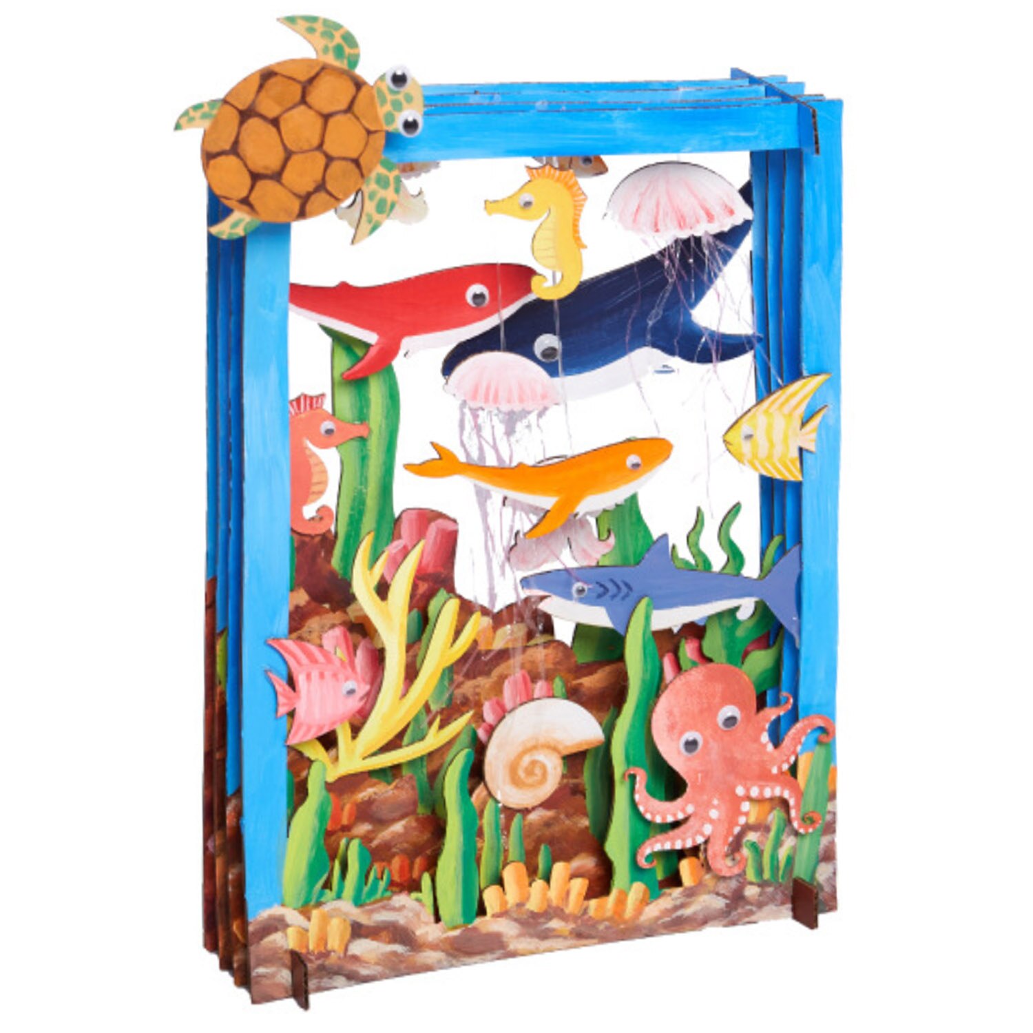Kids DIY Craft Kit Funny 3D Assemble Painting Photo Frame Mini Museum Kit for Boys Girls Birthday Christmas Year: Ocean