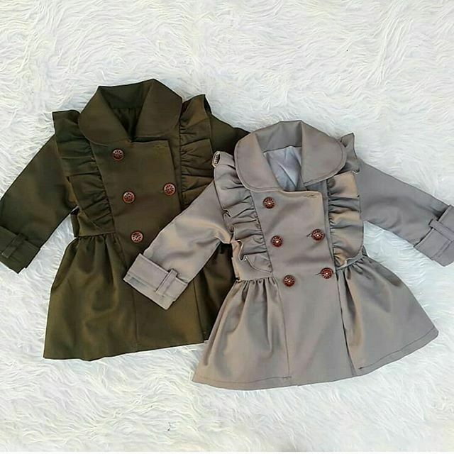 Småbarn tjej bandage fritidsjacka vindjacka klänning kappa longoutwear set höst vinter 2-7 år