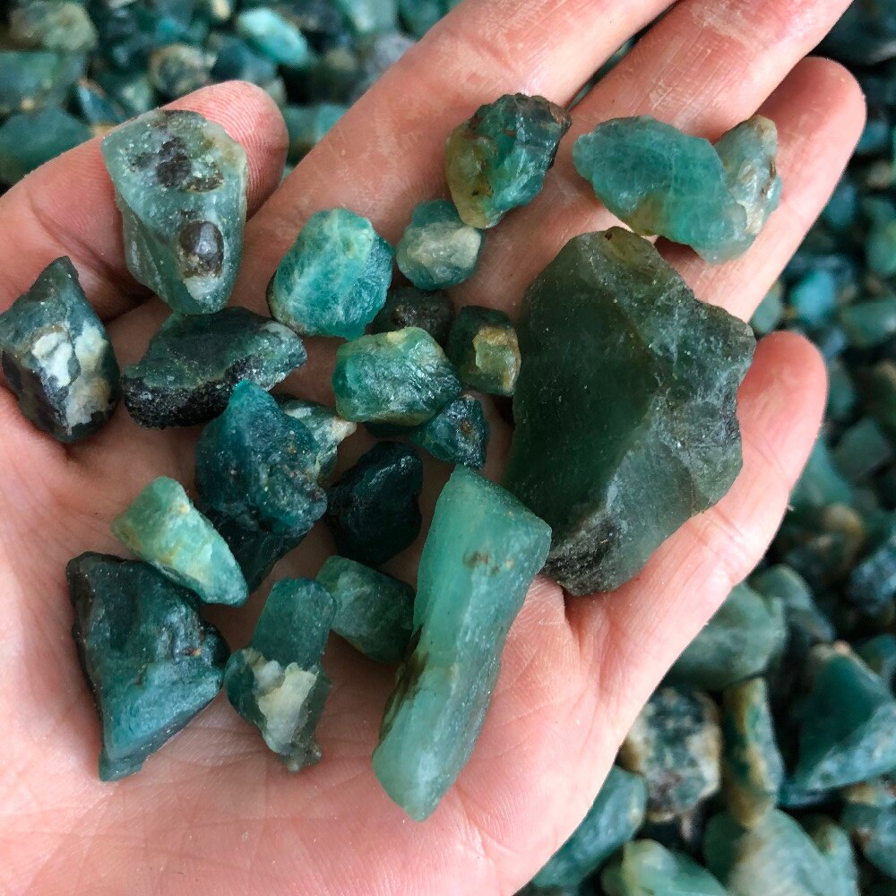 Piedra preciosa verde de esmeralda de tamaño variado, piedra verde para la fabricación de 1 kg de joyas y grandierita, curación del Tesoro, meditación