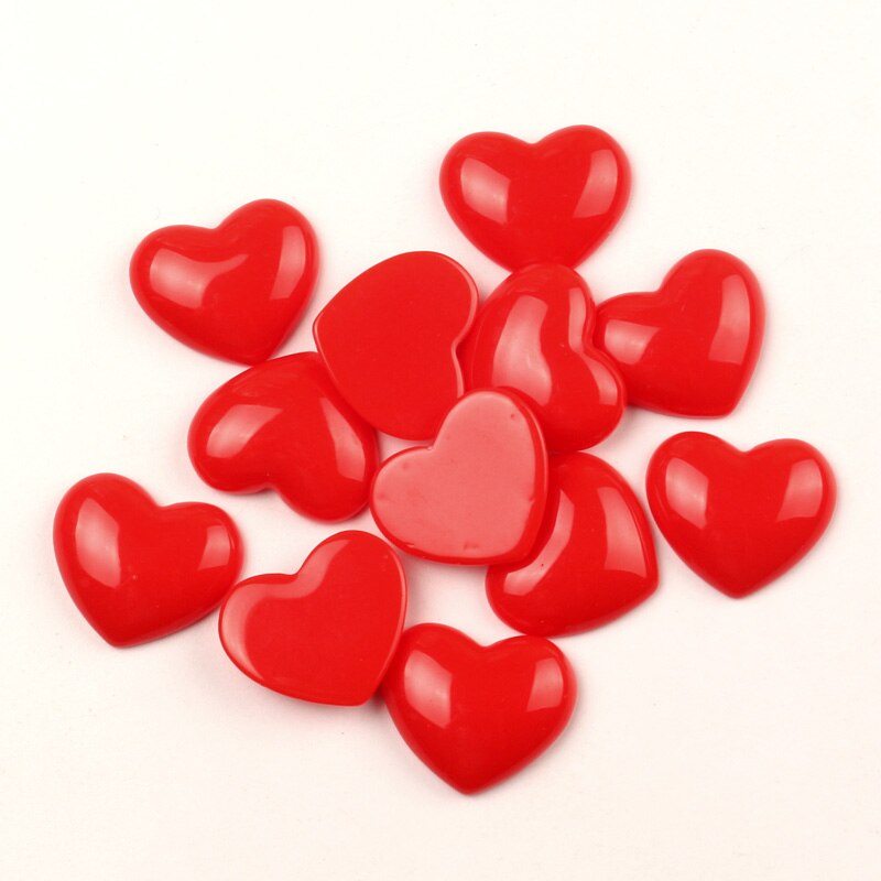 LF 30pcs Mixed Resin Heart Decoration Crafts Flatback Cabochon Embellishments For Scrapbooking Kawaii Cute Diy Accessories: Red