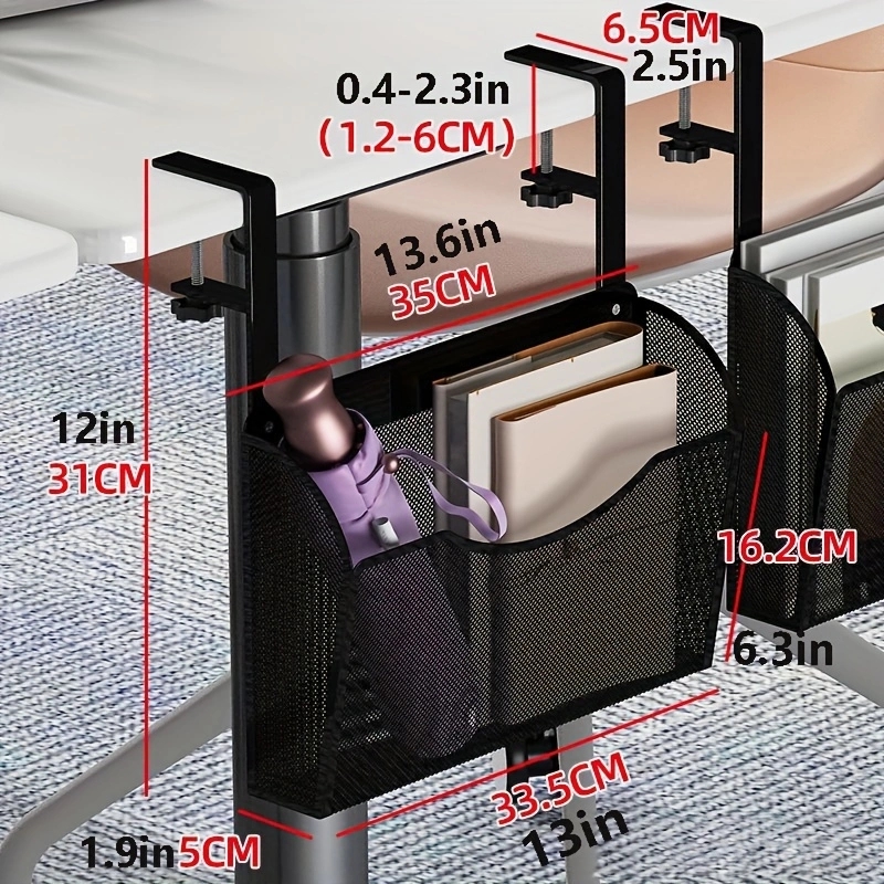 Étagère de rangement sous Table, plateau de gestion sans perceuse, organisateur de fil de bureau, support de gestion de bureau à domicile, organisateur de maison: jaune clair