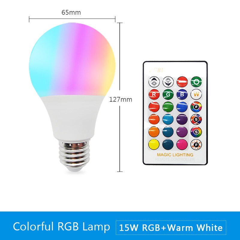 15w bluetooth smart pære  e27 led rgb lampe arbejde med xiaomi mobiltelefon 85-265v rgb + hvid dæmpbar timer funktion magisk pære: E27 15w rgbww