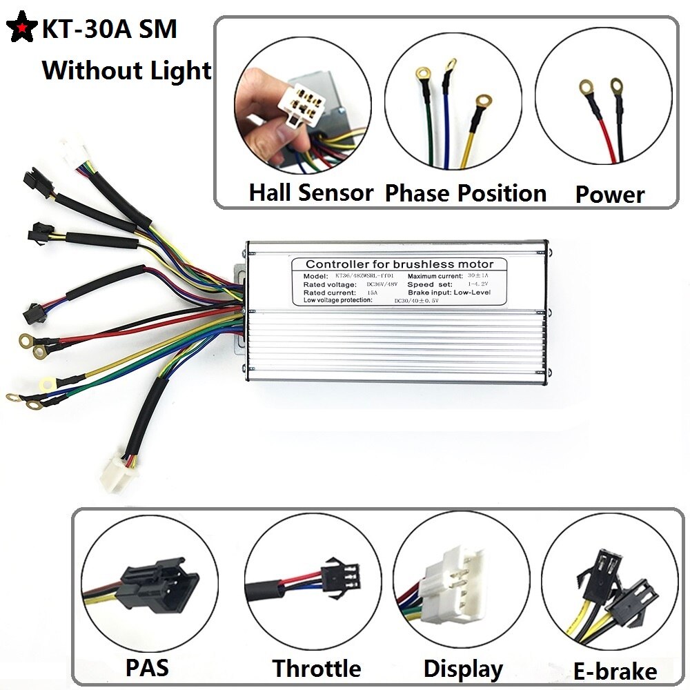 Een Dag Kt Controller 36V/48V 30A/35A Elektrische Fiets Controller Voor Ebike 1000W 1500W hub Motor Wiel