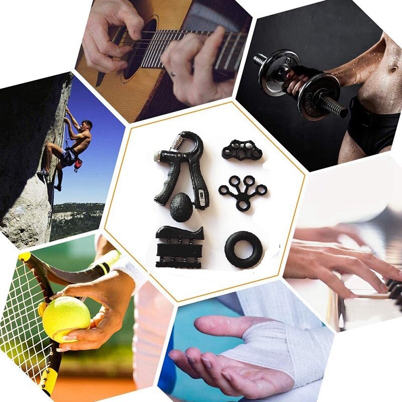 6PCS Counting Gripper Finger Tensioner Silicone Gripper Finger Gripper Grip Ring Fitness Equipment Set