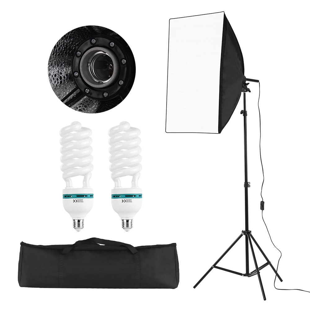 Studio Photography Accessories Light Kit Including 50*70cm Softboxes 5500K Light Bulbs 2M Light Stand/Carry Bag