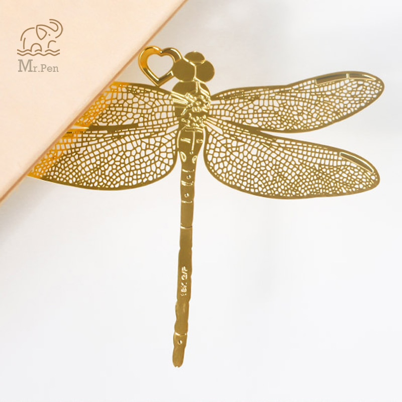 Retro Chinese Stijl Gouden Hollow Dragonfly Metalen Bladwijzer Kawaii Briefpapier Boek Clip Office Accessoires Schoolbenodigdheden