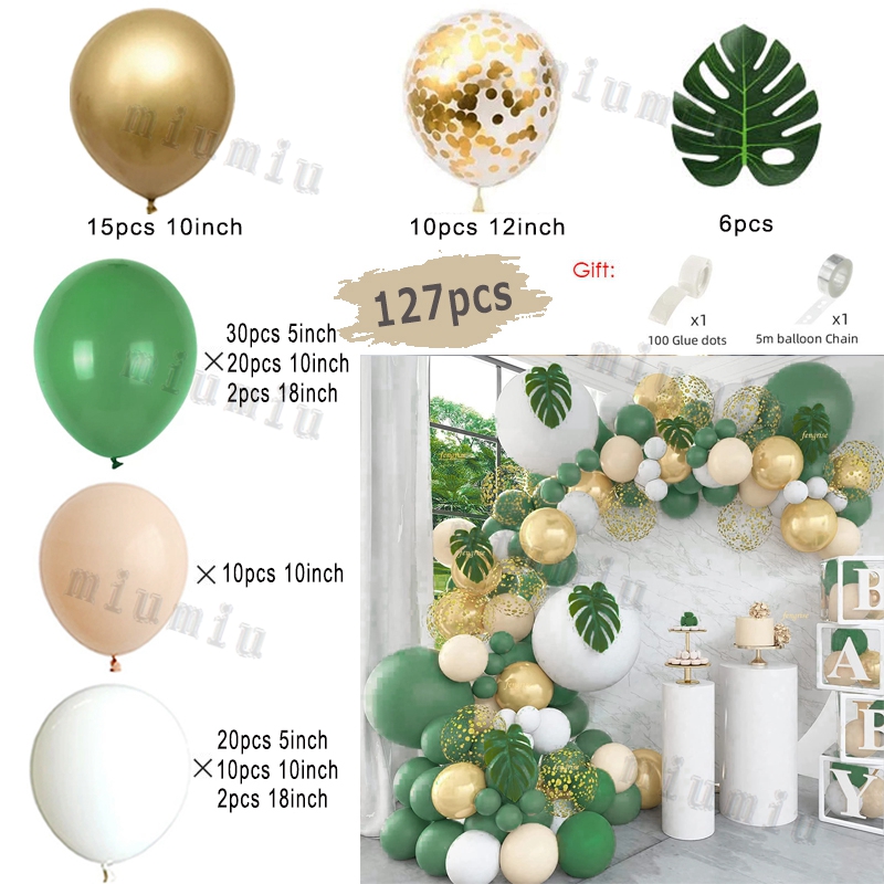 Kit de arco de guirnalda de globos blancos de Safari en la jungla, suministros para de cumpleaños para niños, globos de látex dorados con patrón de ciervo, decoración para Baby Shower: Gris claro