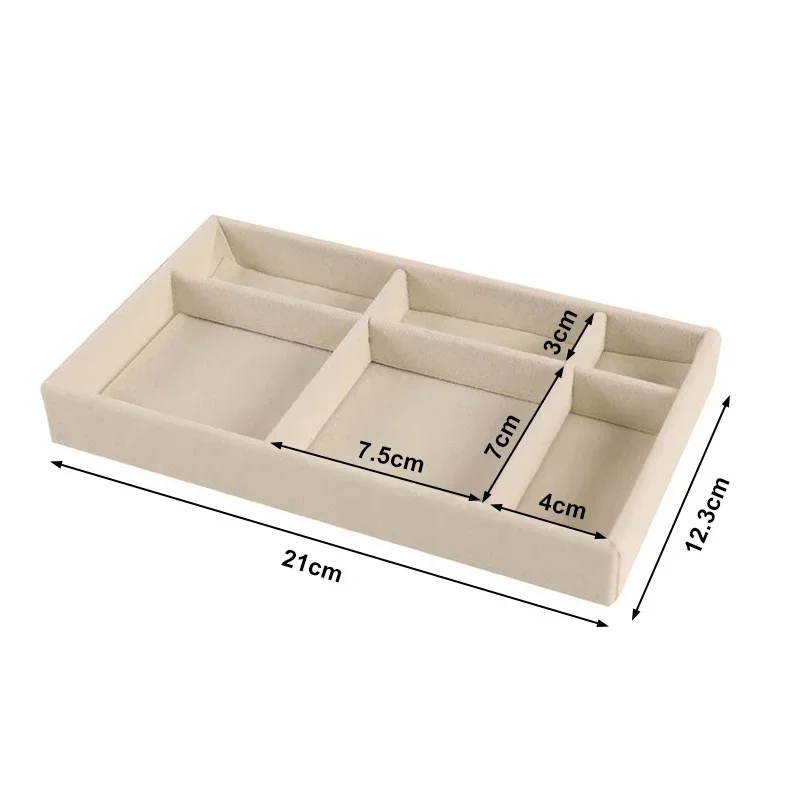 Velvet Jewelry Accessories Display Organizer Desktop Makeup Storage Box Earring Bracelet Ring Brooch Classification Drawer Tray: PURPLE