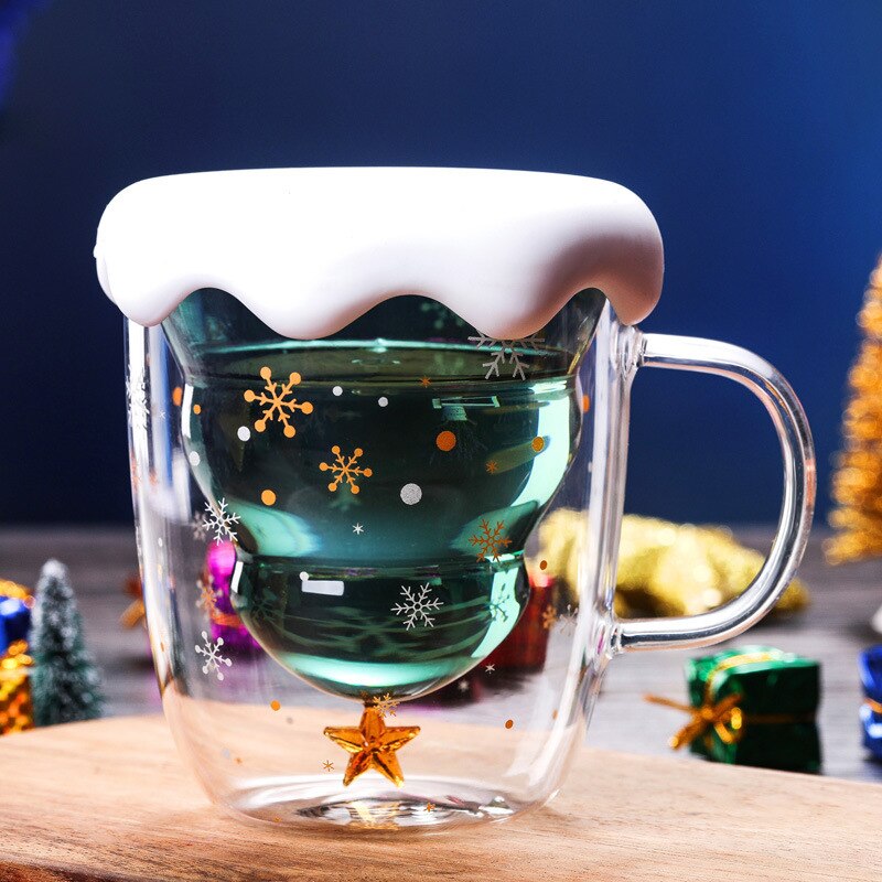 Multi-Farbe Weihnachten Baum Bodum Doppel Schichten Glas Kaffee Tasse Teetasse Milch Tee Trinken Becher Beste Weihnachten Präsentieren Zu liebhaber freundlicher