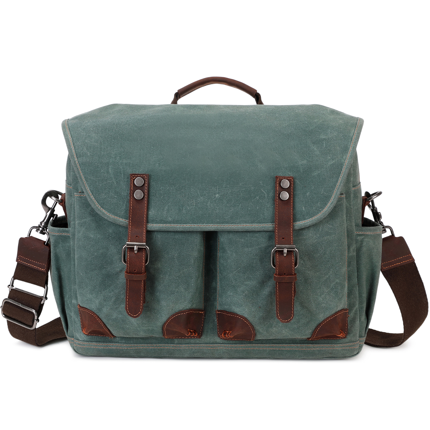 Men's Laptop Messenger Bag, 17 Inch Laptop Backpack Vintage Leather Slung Bag