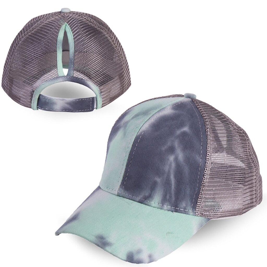 Tie-dye Baseball Cap Unisex Hat Outdoor Sports Shade Baseball Cap Woman Beanie Size Adjustable Ponytail Caps #3: Gray