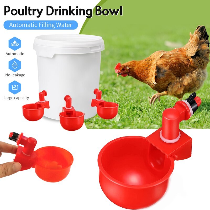 Automatic Chicken Drink Water Cup Blue Quail Hanging Nipple Drinking Bowl Feed Bird Coop Drinker Cups for Backyard Poultry