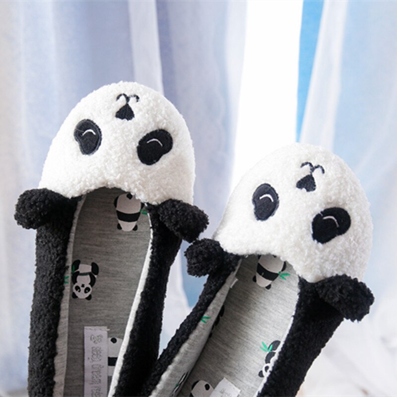 Size 36-42 Women Panda Flats Winter Femmes Cartoon Animation Home Shoes Mujer Soft Bottom Slip On Cotton Zapatos Chaussures Y29