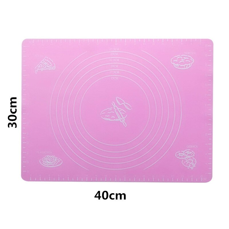 30 x 40cm silikonmatte kjøkken eltedeig bakematte matlaging kake bakverk ikke-pinne rullende deigputer verktøy ark tilbehør: 30 x 40cm rosa
