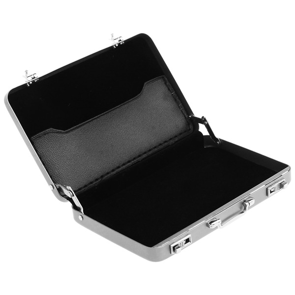 Aluminium adgangskassekortetui mini kuffert miniature dokumentmappe navn kortholder opbevaringsboks sølv 9.5cm * 6cm