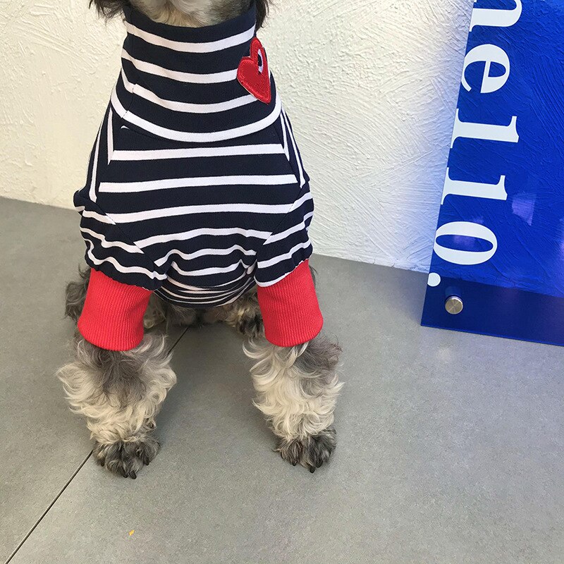 Huisdier Dieptepunt Shirt Liefde Strip T-shirt Bichon Schnauzer Teddy Overhemd Hond Kat Kleine Hond Kleren Strepen Hond Kleding Voor Kleine honden